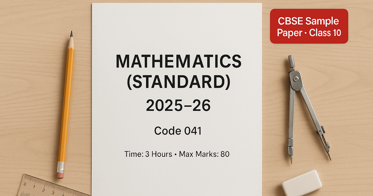 Mathematics (Standard) Sample Question Paper issued by CBSE for Class 10 Board Exams to be held in 2026. 